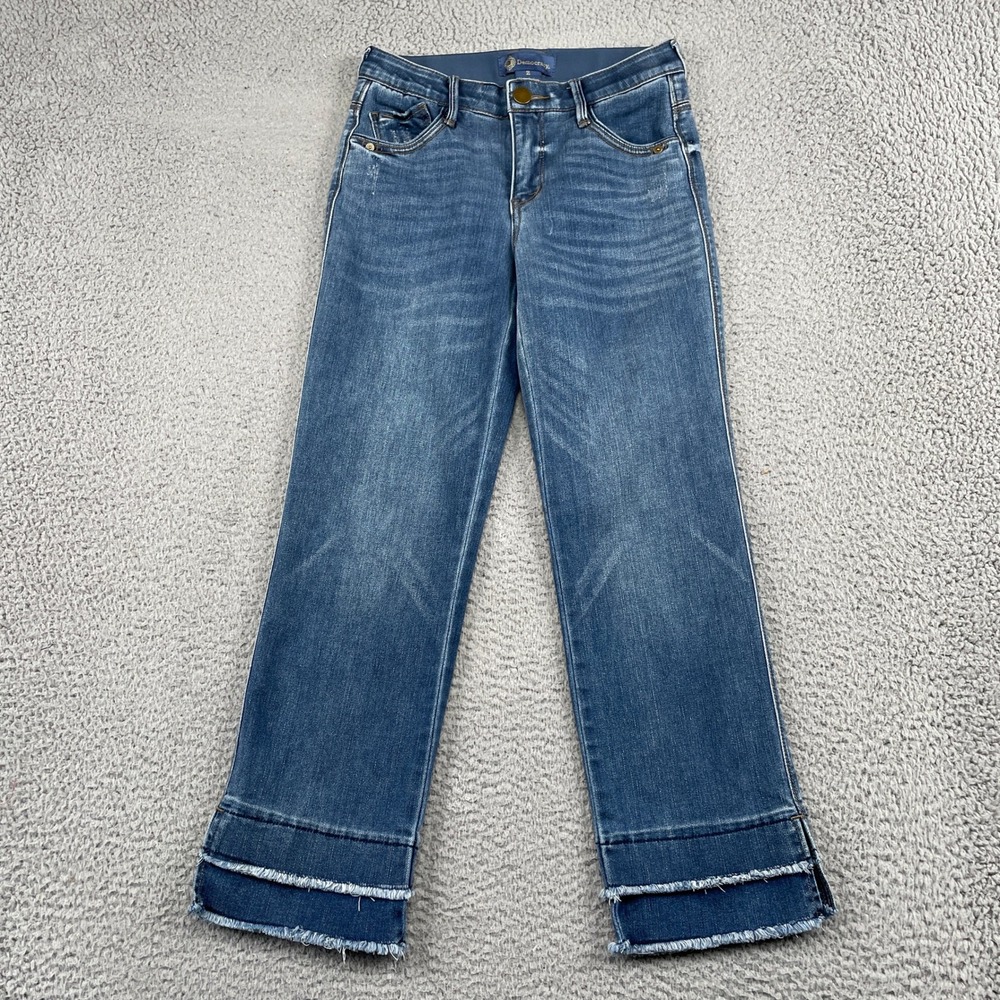 Democracy Jeans Womens 2 Blue Ab"solution Straight Frayed Double Hem Stretch